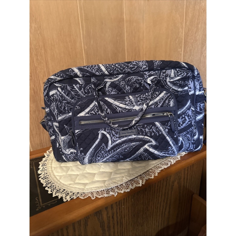 Vera Bradley Iconic Weekender Travel Bag Indigo Blues Paisley Authentic NWOT